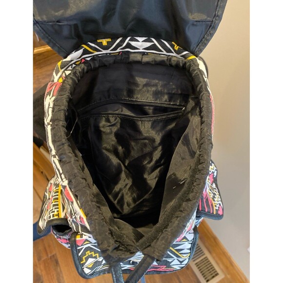 Aztec Backpack Tribal Print Canvas Cotton Multiple Pockets Adjustable Straps - Picture 6 of 9
